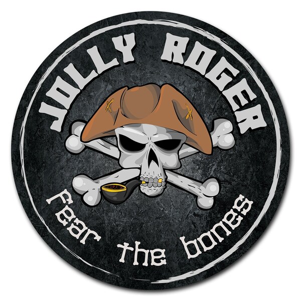 Signmission Jolly Roger Fear The Bones Circle Vinyl Laminated Decal D-12-CIR-Jolly Roger Fear the Bones - main